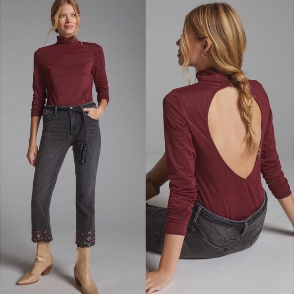 Anthropologie Daily Practice by Anthropologie Shimmer Open-Back Bodysuit